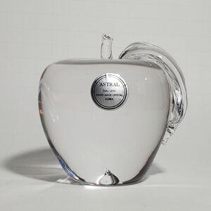ASTRAL Full Lead Handmade Crystal Apple Paperweight Figurine Clear Art Glass New